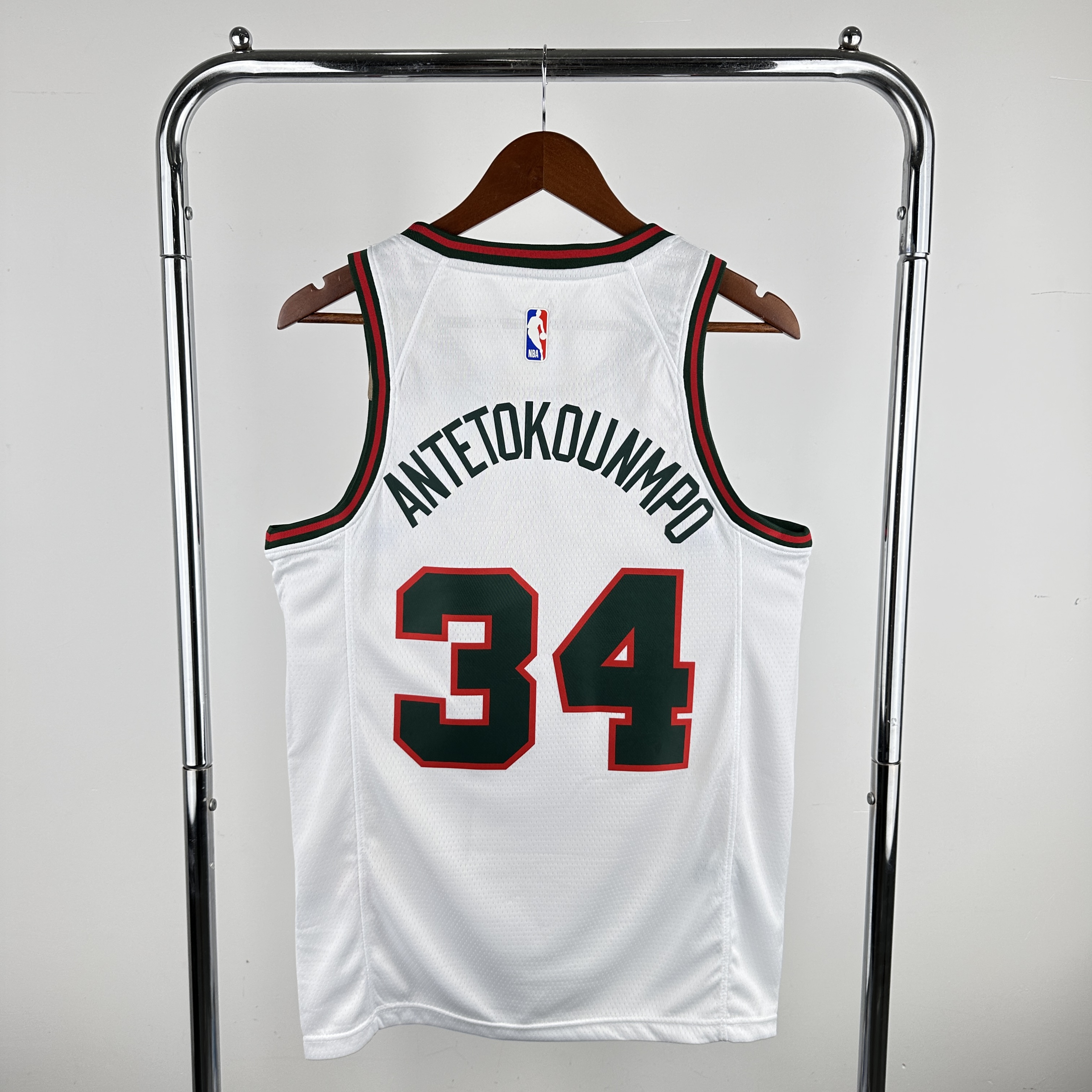 Men Milwaukee Bucks #34 Antetokounmpo White Throwback Nike 2024 NBA Jersey